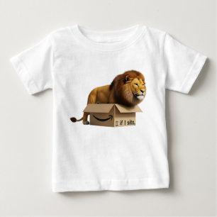 Majestic Lion in Small Cardboard Box Funny Meme Co Baby T-Shirt