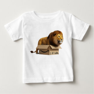 Majestic Lion in Small Cardboard Box Funny Meme Co Baby T-Shirt