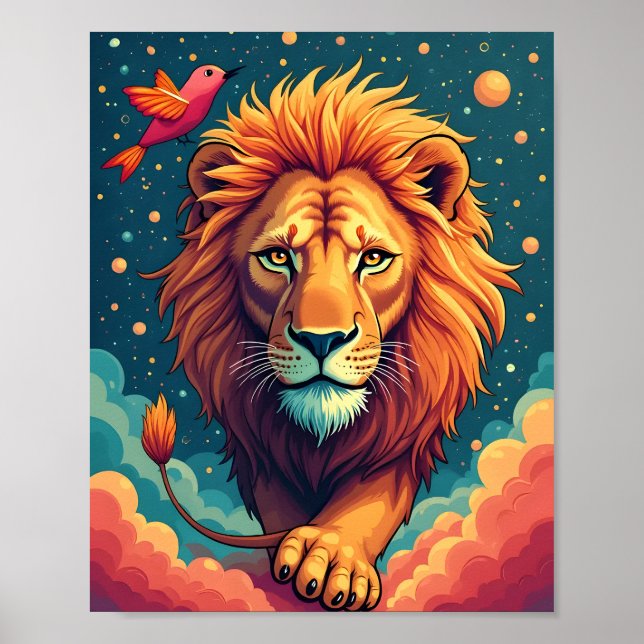 Majestic Lion in the Clouds Poster (Front)