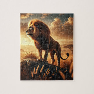 majestic lion is proud of a rock jigsaw puzzle