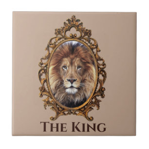 Majestic Lion King Vintage Portrait Father's Day Ceramic Tile