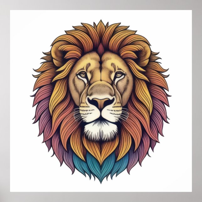 Majestic Lion of Color Poster (Front)