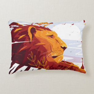 Majestic lion on safari King of beasts lying and g Accent Pillow