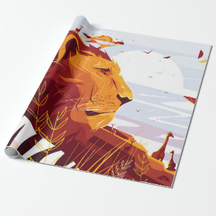 Majestic lion on safari King of beasts lying and g Wrapping Paper