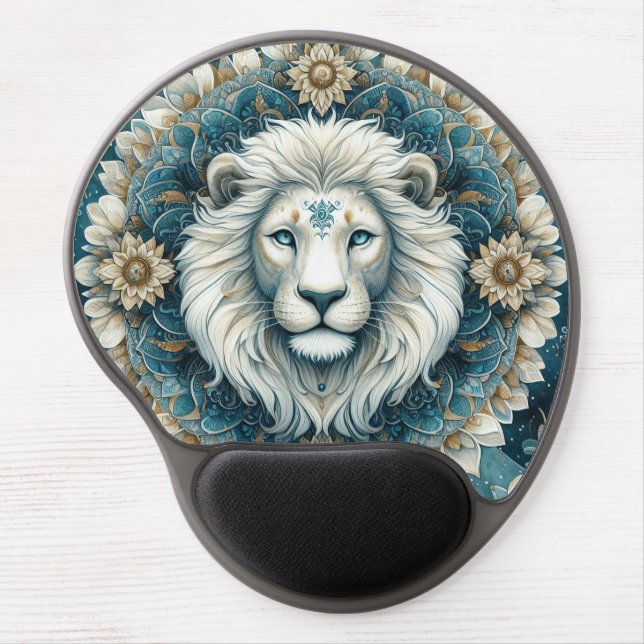 Majestic Lion Ornate Mandala Gel Mouse Pad (Front)