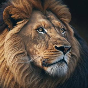 Majestic Lion Painting Faux Canvas Print