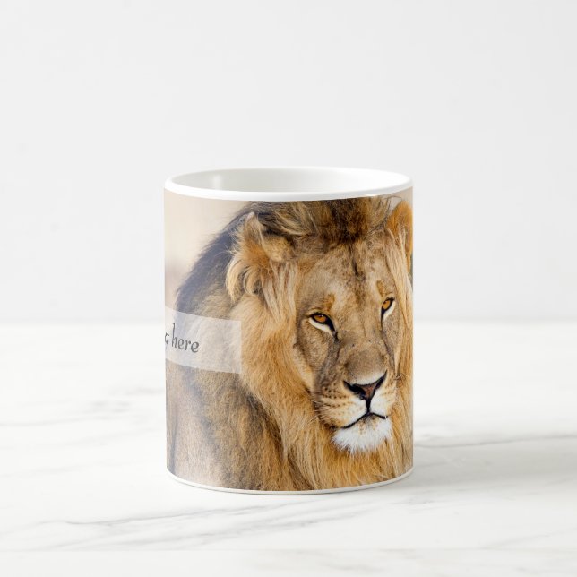 Majestic lion photo personalized coffee mug (Center)