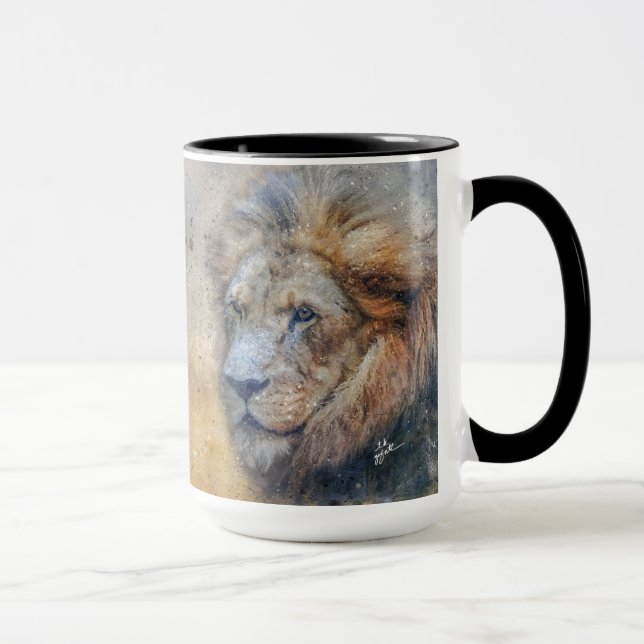 Majestic Lion Photography Modern Watercolor Mug (Right)