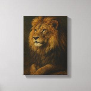 Majestic Lion Portrait Art with Regal Canvas Print
