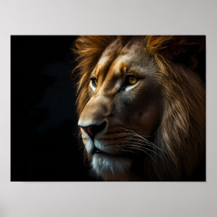 Majestic Lion Portrait Cinematic Wall Art Poster