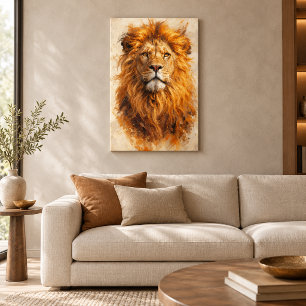 Majestic Lion Portrait – Golden Power Canvas Print
