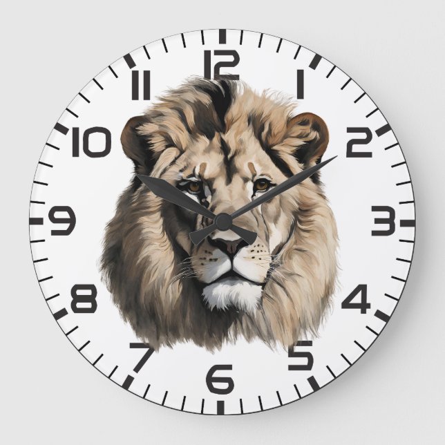 Majestic Lion Portrait Wall Clock (Front)