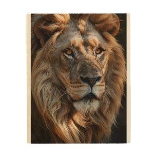 "Majestic Lion Portrait Wooden Wall Art" Wood Wall Art