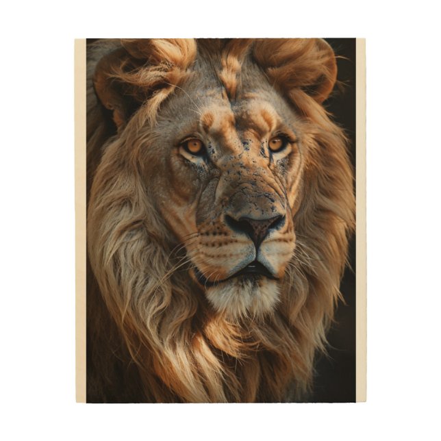 "Majestic Lion Portrait Wooden Wall Art" Wood Wall Art (Front)