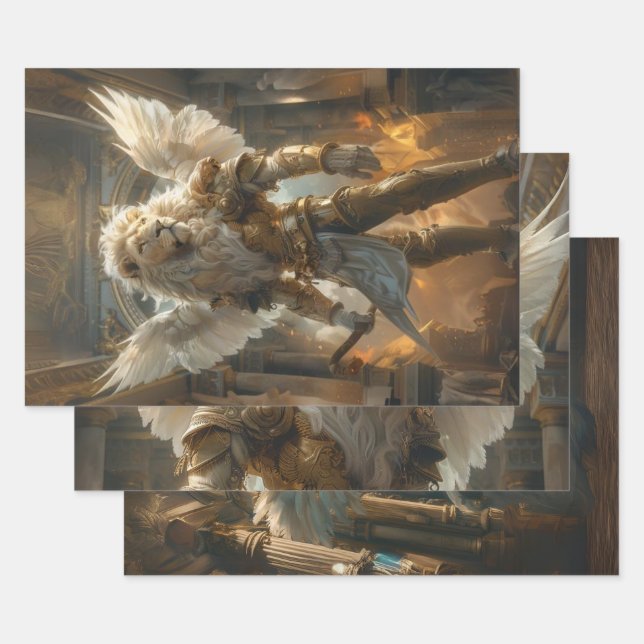 Majestic Lion Prayer Warrior Decoupage  Wrapping Paper Sheets (Set)