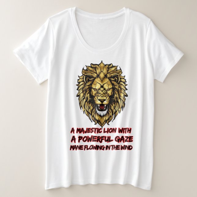 Majestic Lion print Plus Size T-Shirt (Design Front)