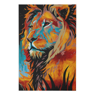Majestic Lion Protecting Forests Faux Canvas Print