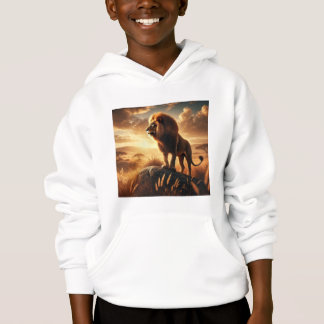 majestic lion proudly stands on a rock hoodie