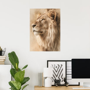 Majestic Lion Safari Wall Art Poster