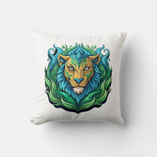 Majestic Lion Vector Art Throw Pillow –Home Décor