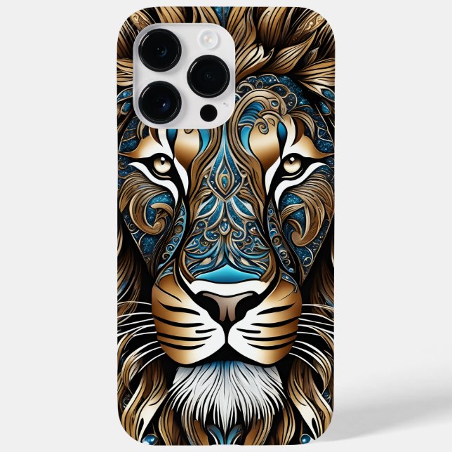 Majestic Lion with delicate blue details  Case-Mate iPhone Case (Back)