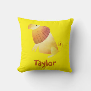 Majestic Lion Yellow Throw Pillow