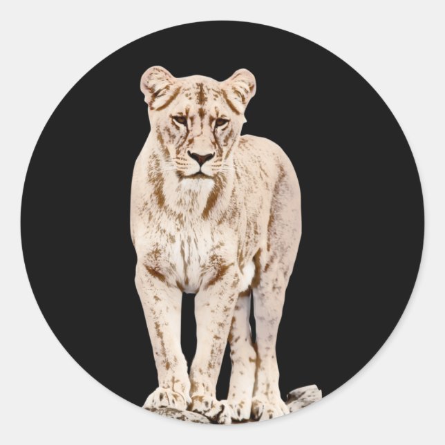 Majestic Lioness Classic Round Sticker (Front)