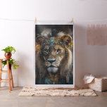 Majestic Lioness Elaborate Headband Turquoise Bead Fabric