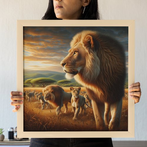 Majestic Lions and Playful Cubs Poster