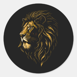 Majestic Lion's Face Classic Round Sticker