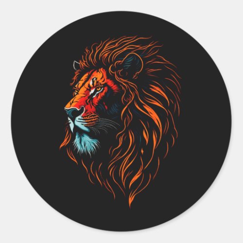Majestic Lions Face Classic Round Sticker