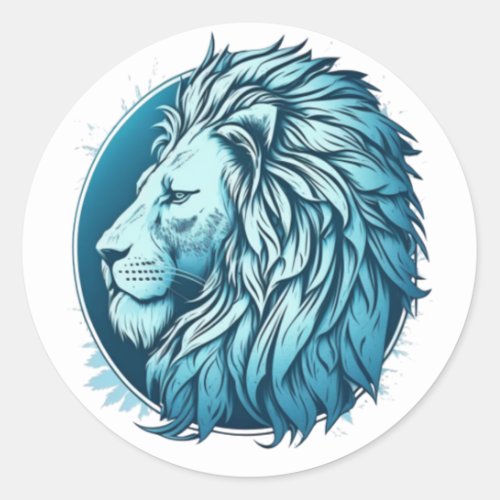 majestic lions head classic round sticker