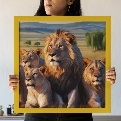 Majestic Lions Roaming Heritage Land Poster