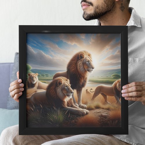 Majestic Lions Roaming the Savanna Poster