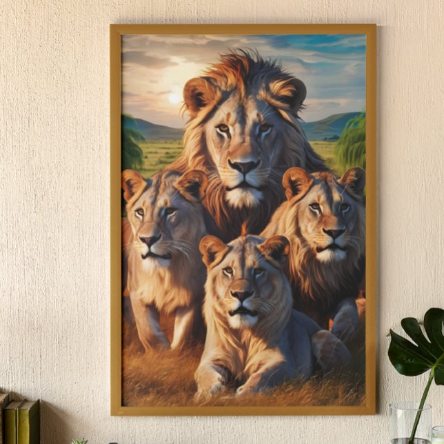 Majestic Lions Unite on Vast Grassland Poster (Creator Uploaded)
