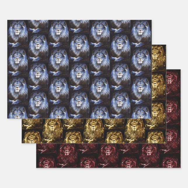 Majestic Lions Wildcat Collection Wrapping Paper Sheets (Set)