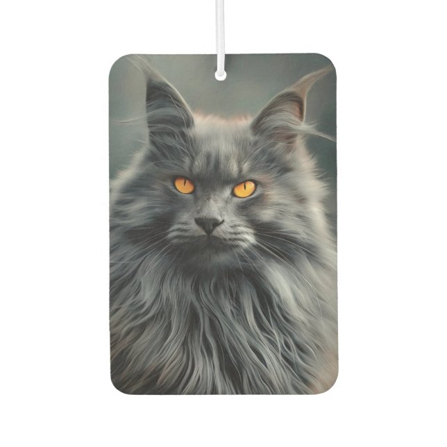 Majestic Long-Haired Cat Portrait Design Air Freshener (Front)