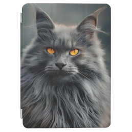 Majestic Long-Haired Cat Portrait Design iPad Air Cover