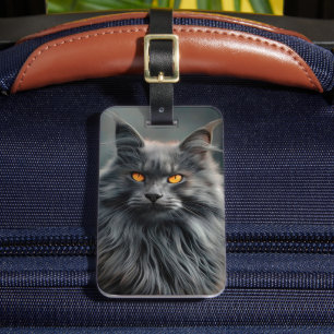 Majestic Long-Haired Cat Portrait Design Luggage Tag