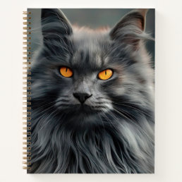 Majestic Long-Haired Cat Portrait Design Notebook