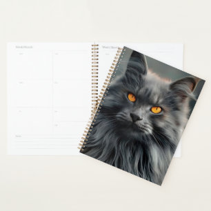 Majestic Long-Haired Cat Portrait Design Planner