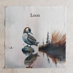 Majestic Loon on a Rock Customizable Watercolor Cloth Napkin