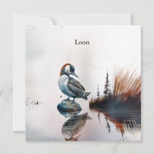 Majestic Loon on a Rock Customizable Watercolor Holiday Card