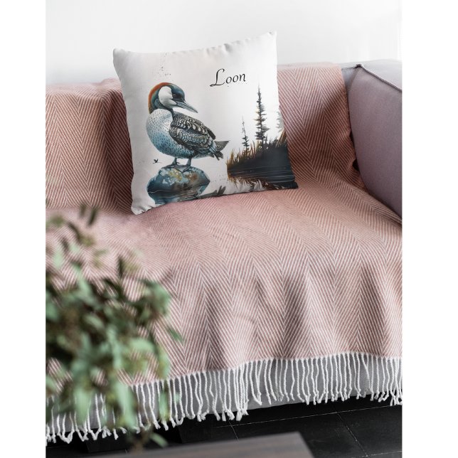 Majestic Loon on a Rock - personalized Throw Pillow (Creator Uploaded)