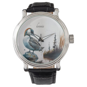 Majestic Loon on a Rock - personizaled Watch