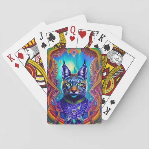Majestic Lynx Feline Art Illustrated Spirit Animal Playing Cards
