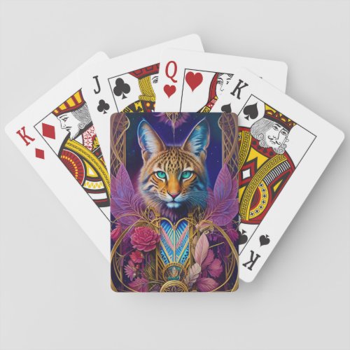 Majestic Lynx Feline Illustrated Art Spirit Animal Playing Cards