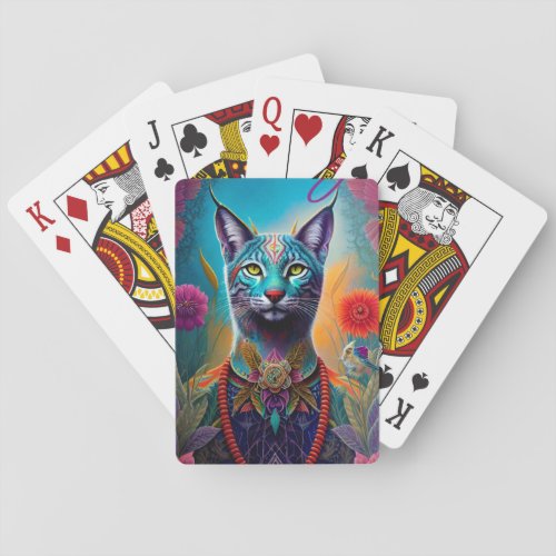 Majestic Lynx Poker Art Illustrated Spirit Animal Playing Cards