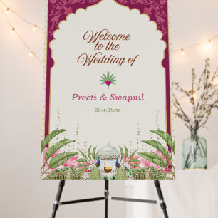 Majestic Magenta Indian Wedding Welcome Sign