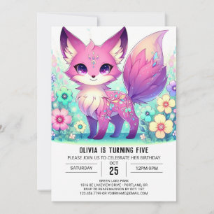 Majestic Magical Fox Digital Birthday Invitation